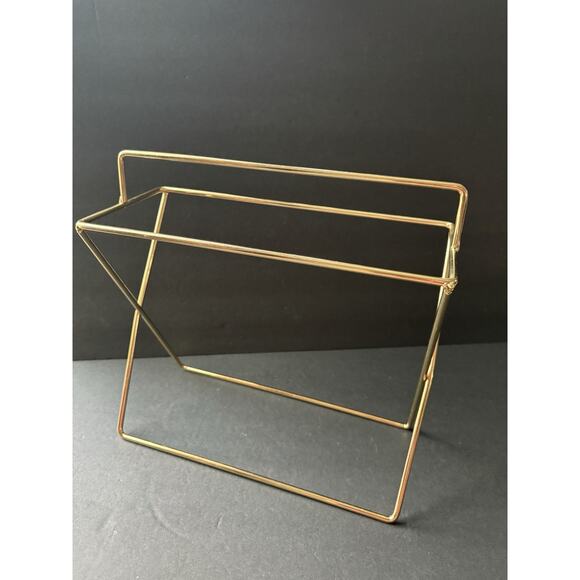 Vintage Brass Finish Hand Towel Free Standing Rack Minimalist MCM Modernist - Picture 4 of 6